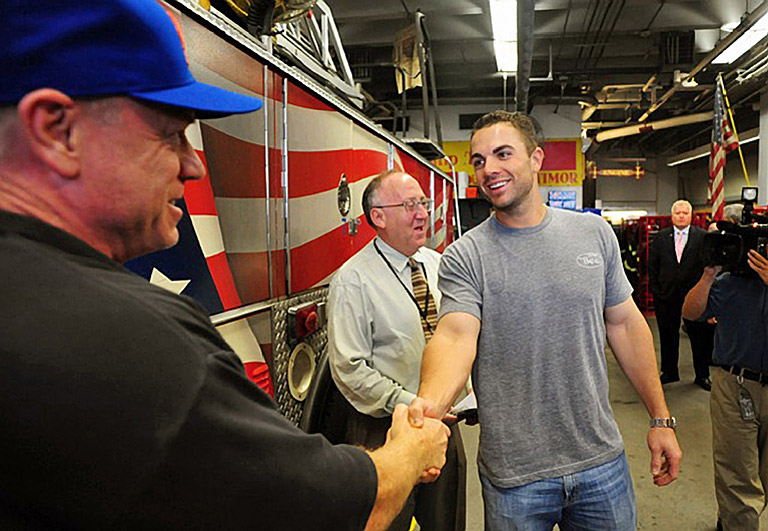 David Wright of the New York Mets visits the Ten House, September 10, 2010